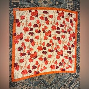 Prada floral silk scarf, made in Italy,  measures about 34.5“ x 34.5“